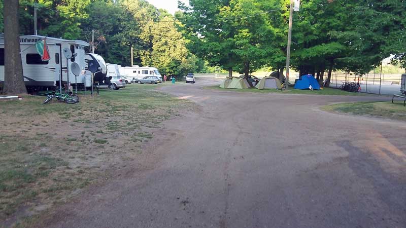 the rustic campsite area at john gurney park
